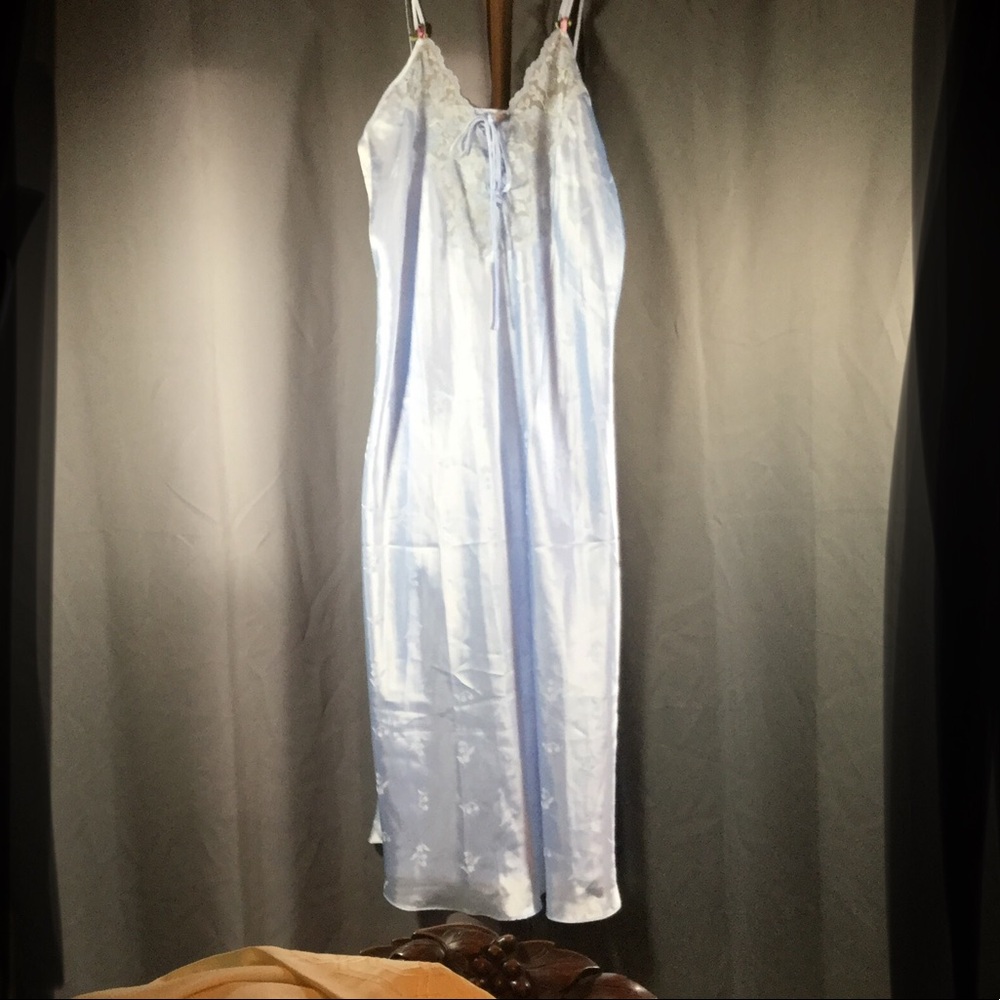 Enchanting Blue Satin Night Gown - XL